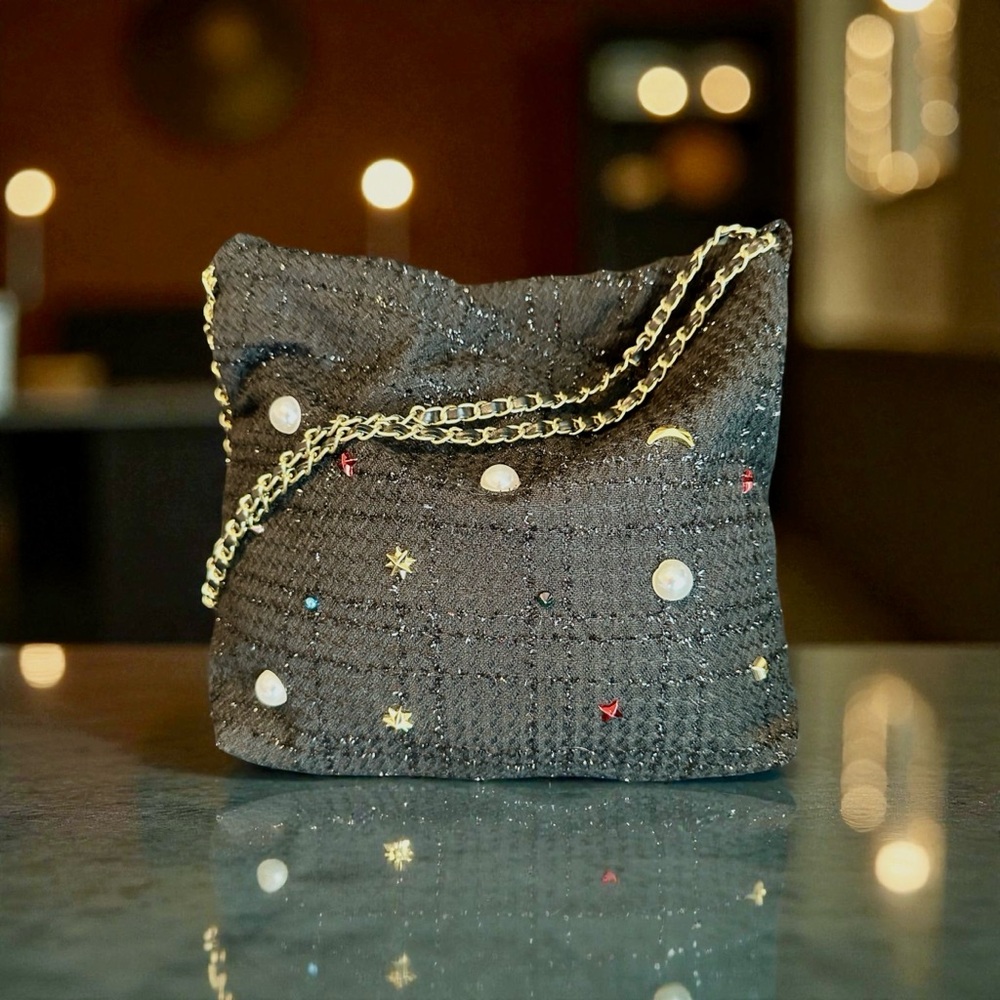 Black Tweed Shoulder Bag